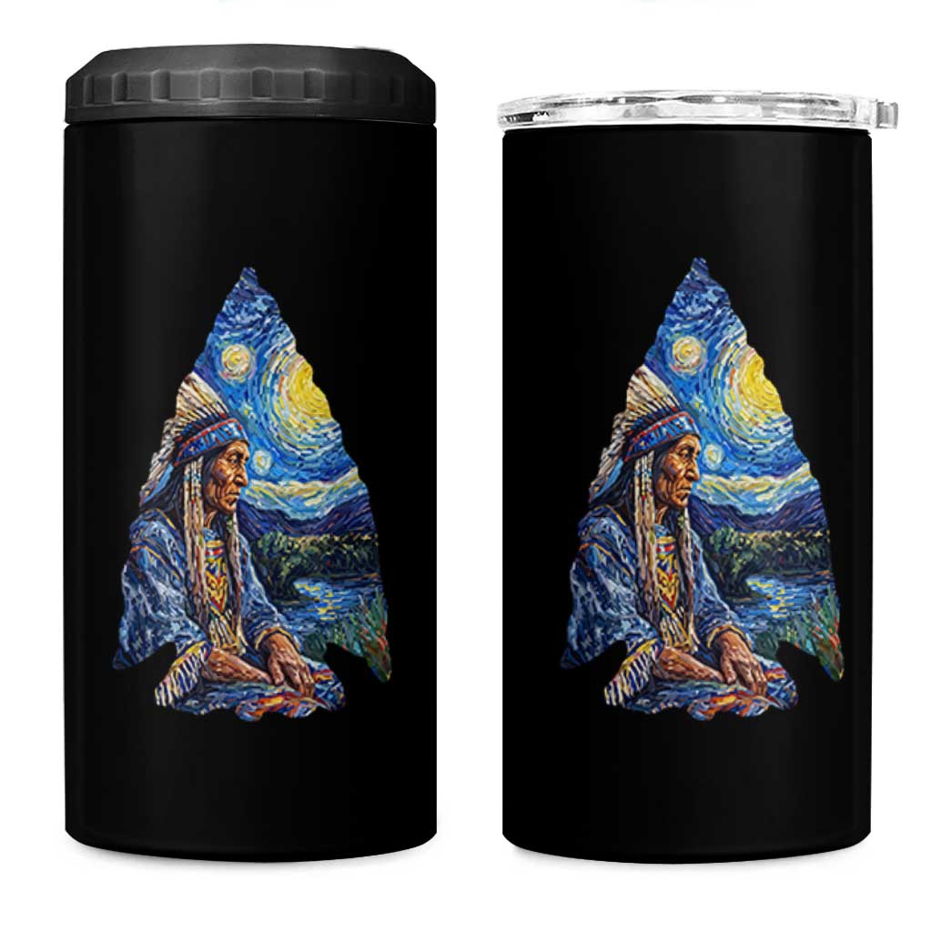 Native American Arrowhead Hunter Starry Night 4 in 1 Can Cooler Tumbler