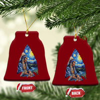 Native American Arrowhead Hunter Starry Night Ceramic Ornament
