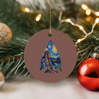 Native American Arrowhead Hunter Starry Night Ceramic Ornament