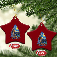 Native American Arrowhead Hunter Starry Night Ceramic Ornament