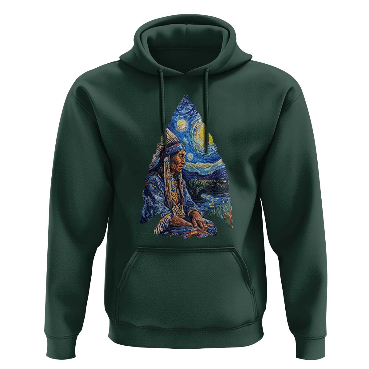 Native American Arrowhead Hunter Starry Night Hoodie