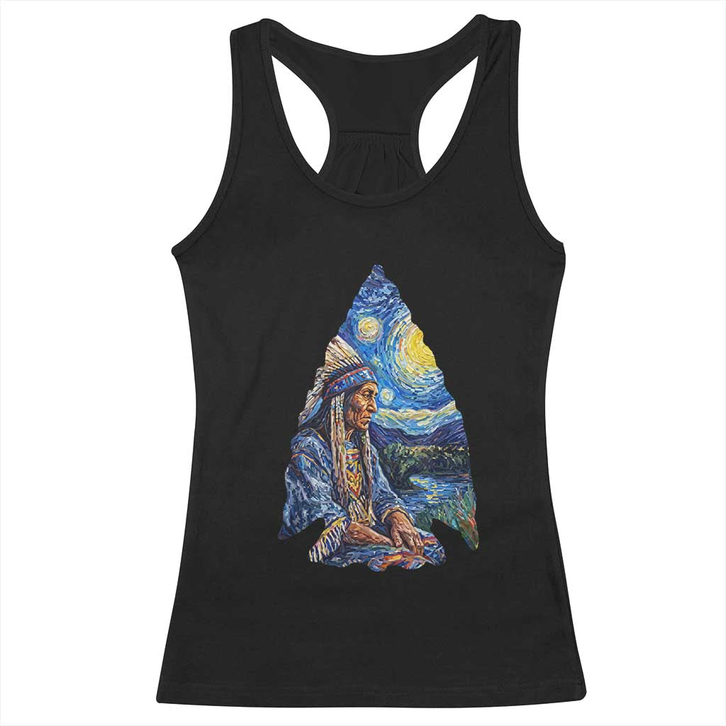 Native American Arrowhead Hunter Starry Night Racerback Tank Top