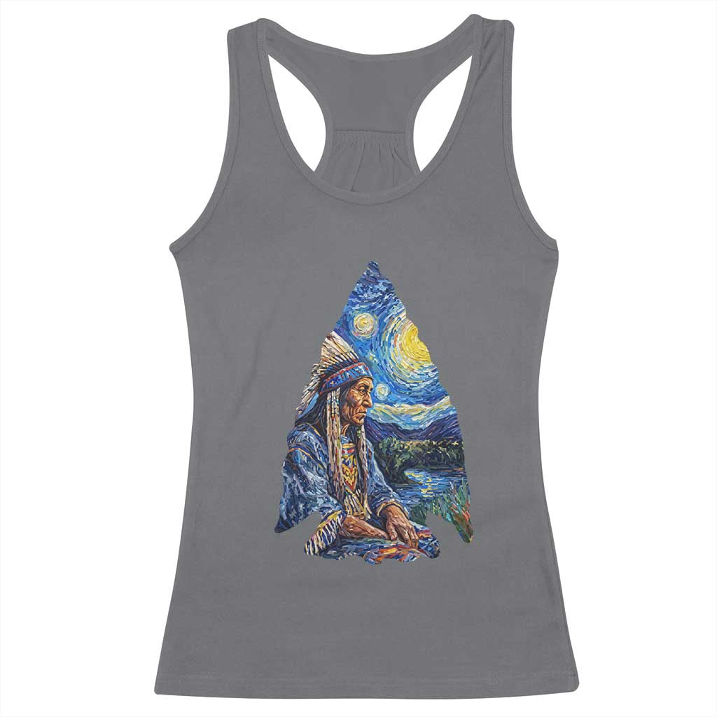 Native American Arrowhead Hunter Starry Night Racerback Tank Top