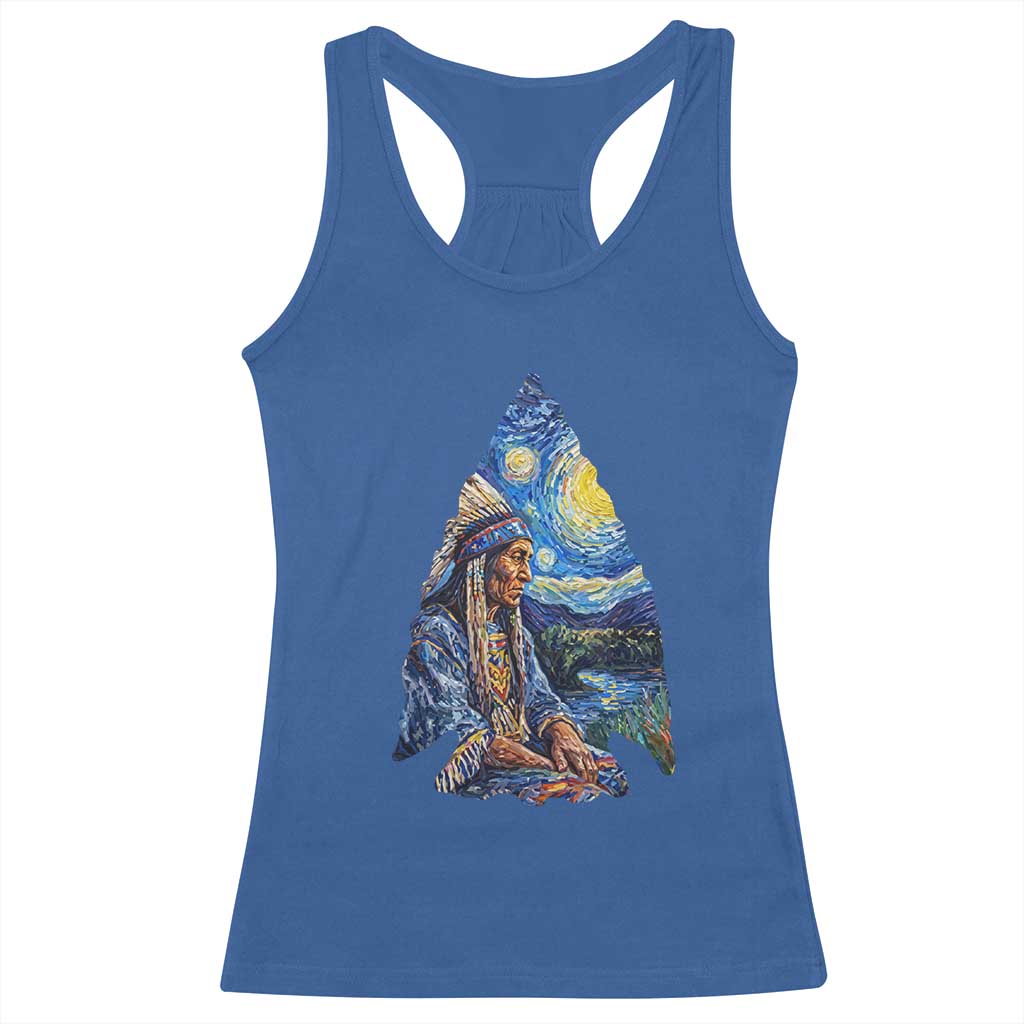 Native American Arrowhead Hunter Starry Night Racerback Tank Top