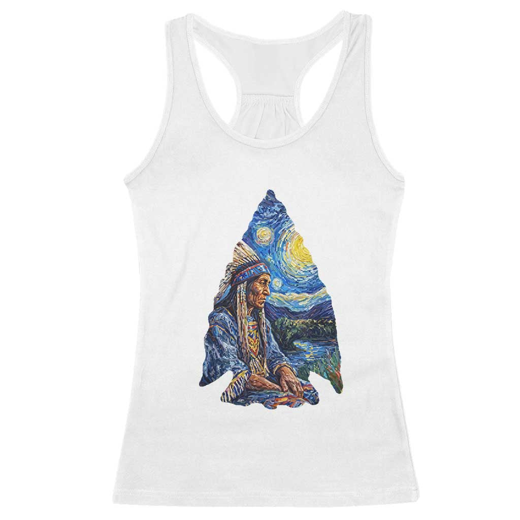 Native American Arrowhead Hunter Starry Night Racerback Tank Top