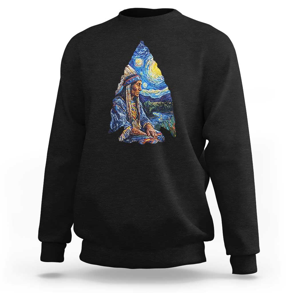 Native American Arrowhead Hunter Starry Night Sweatshirt