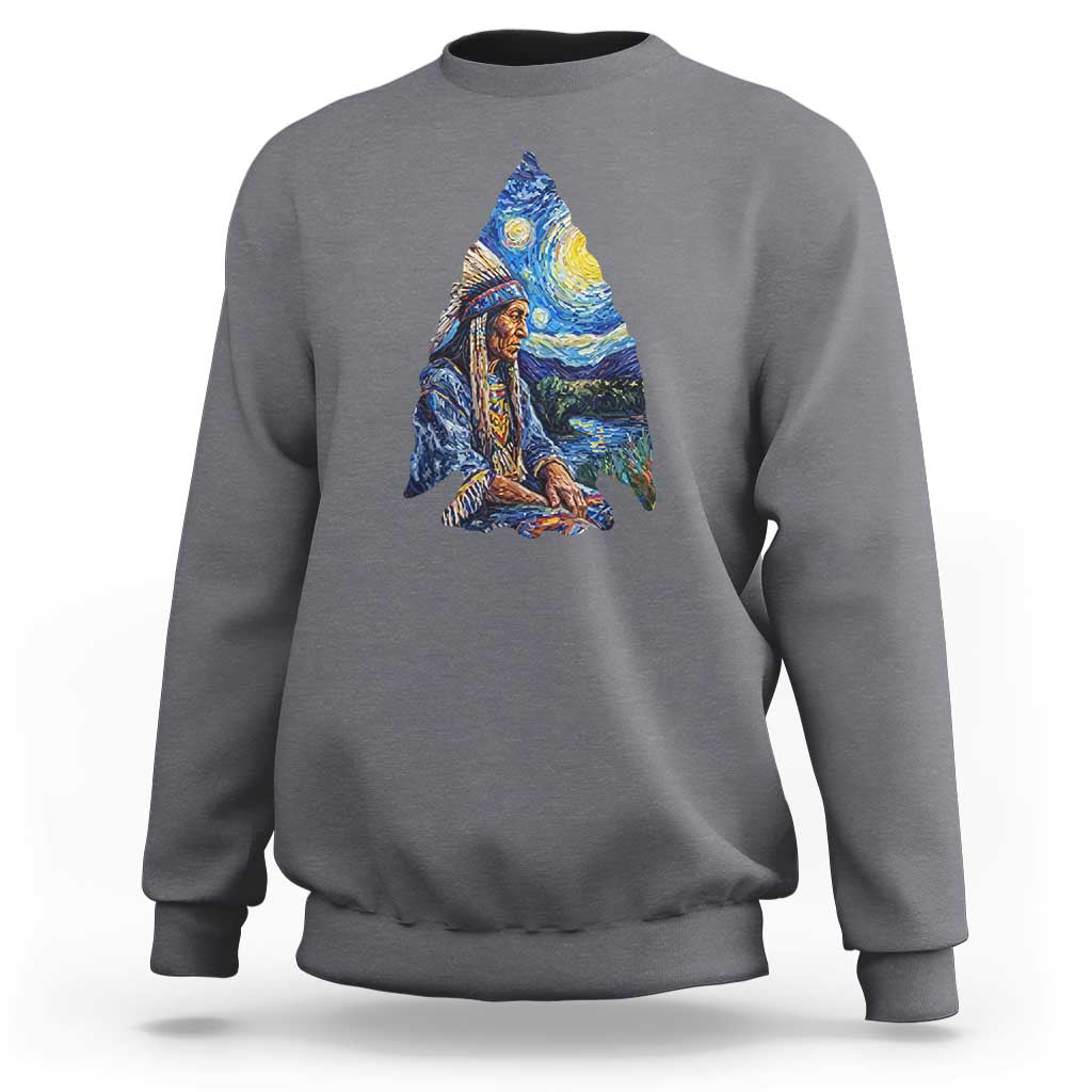 Native American Arrowhead Hunter Starry Night Sweatshirt