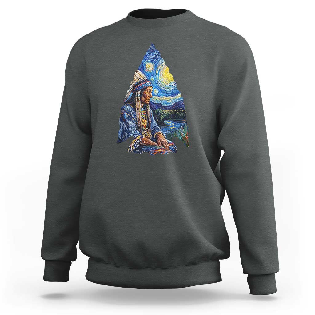Native American Arrowhead Hunter Starry Night Sweatshirt
