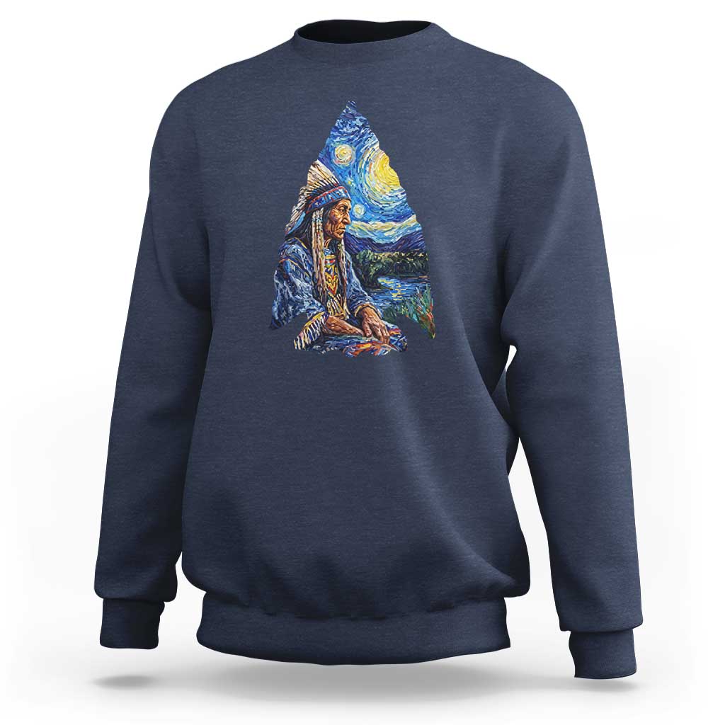 Native American Arrowhead Hunter Starry Night Sweatshirt