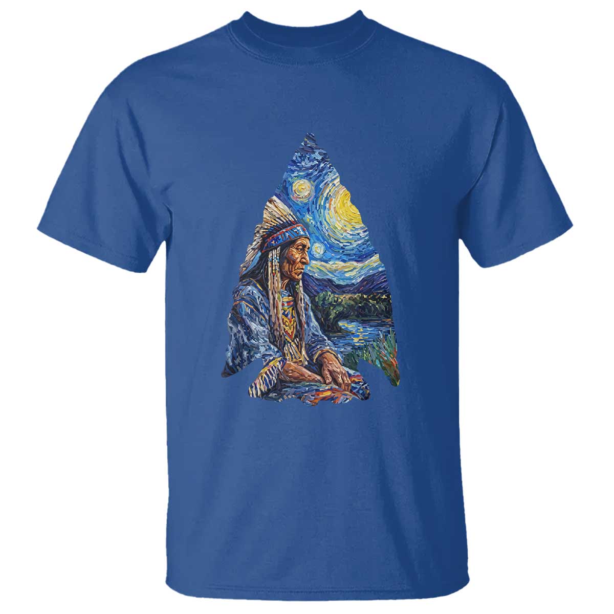 Native American Arrowhead Hunter Starry Night T Shirt