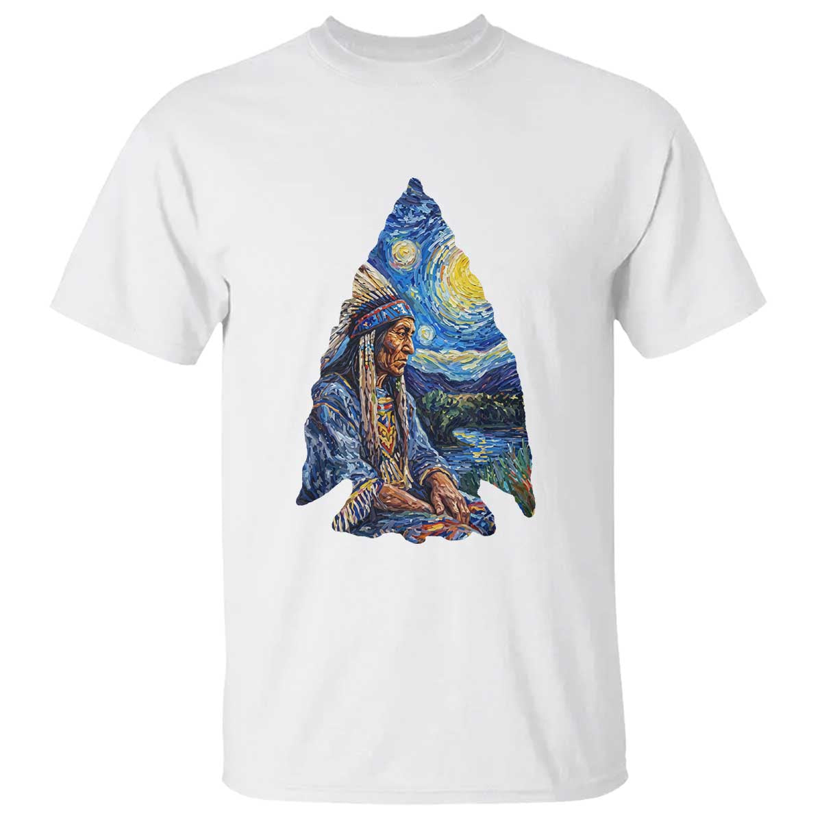 Native American Arrowhead Hunter Starry Night T Shirt