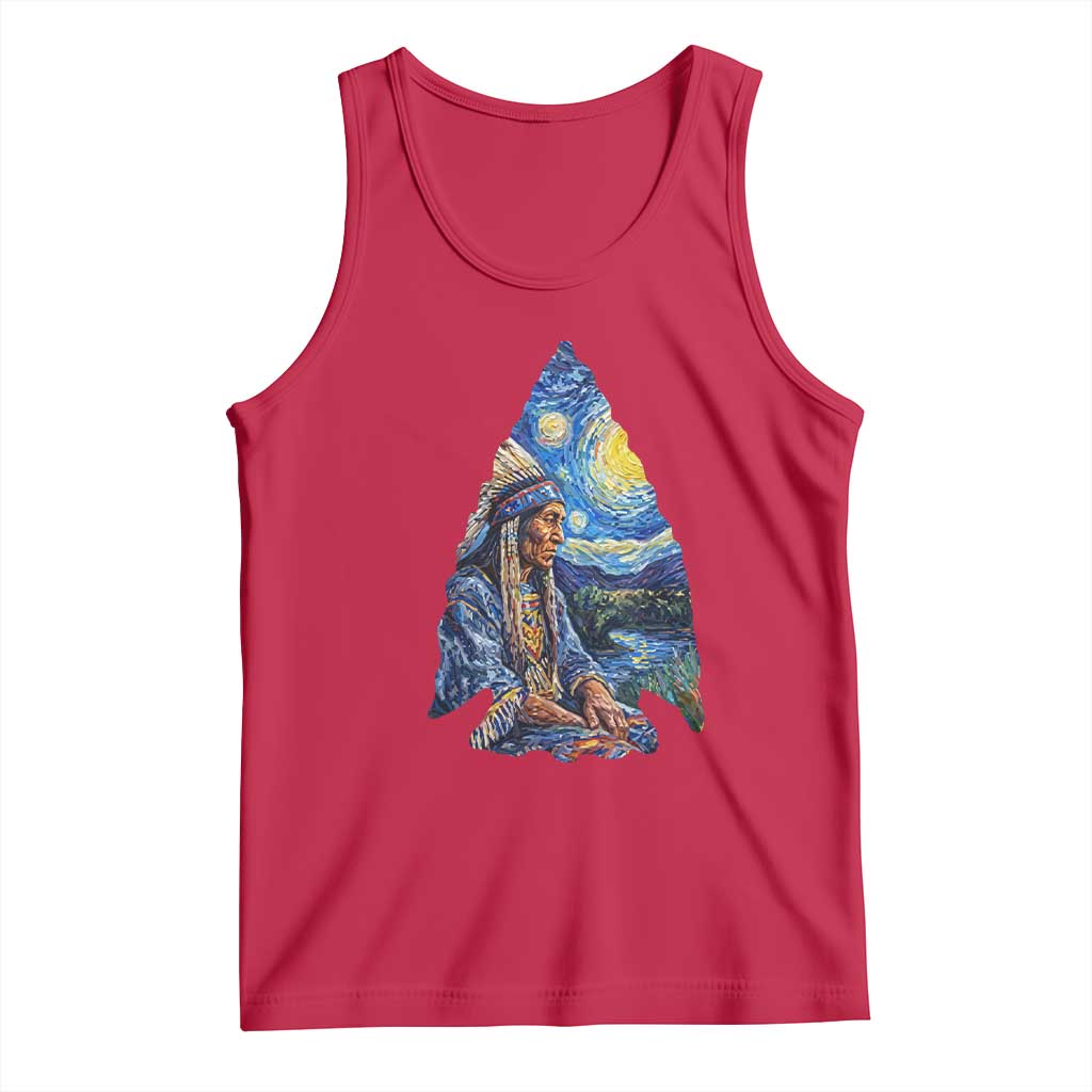 Native American Arrowhead Hunter Starry Night Tank Top