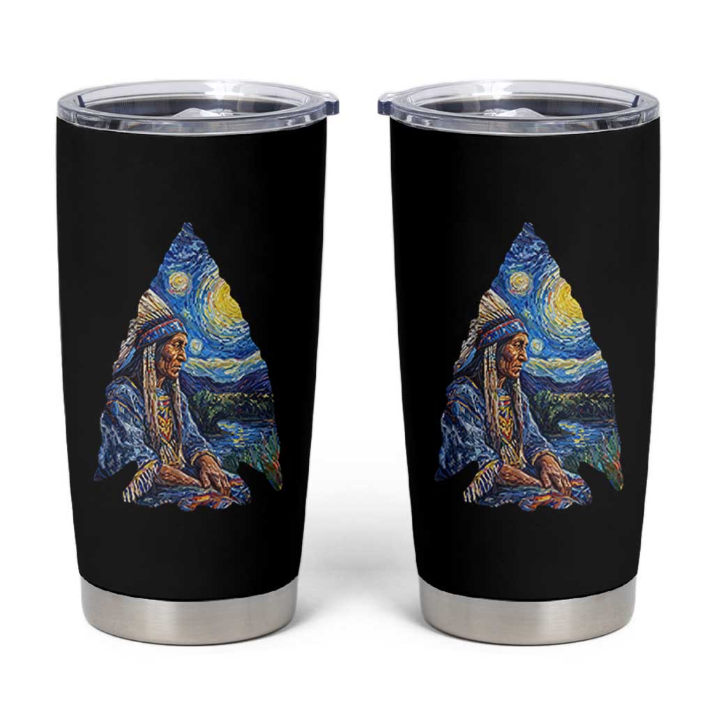 Native American Arrowhead Hunter Starry Night Tumbler Cup