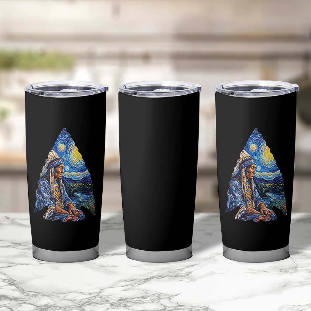 Native American Arrowhead Hunter Starry Night Tumbler Cup