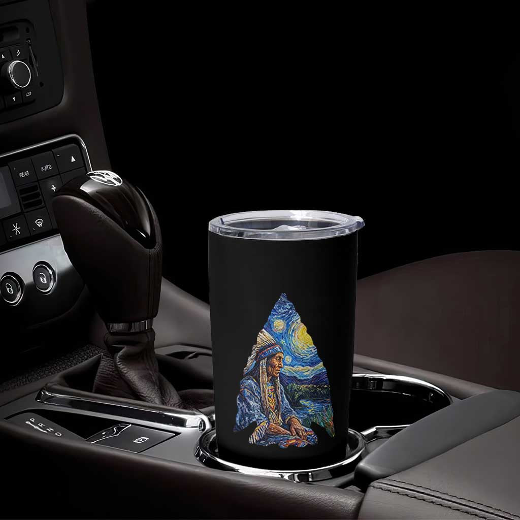 Native American Arrowhead Hunter Starry Night Tumbler Cup