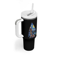 Native American Arrowhead Hunter Starry Night Tumbler With Handle