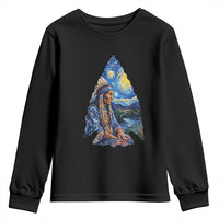Native American Arrowhead Hunter Starry Night Youth Sweatshirt