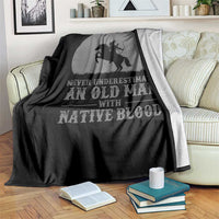 Never Underestimate An Old Man Native American Warrior Throw Blanket