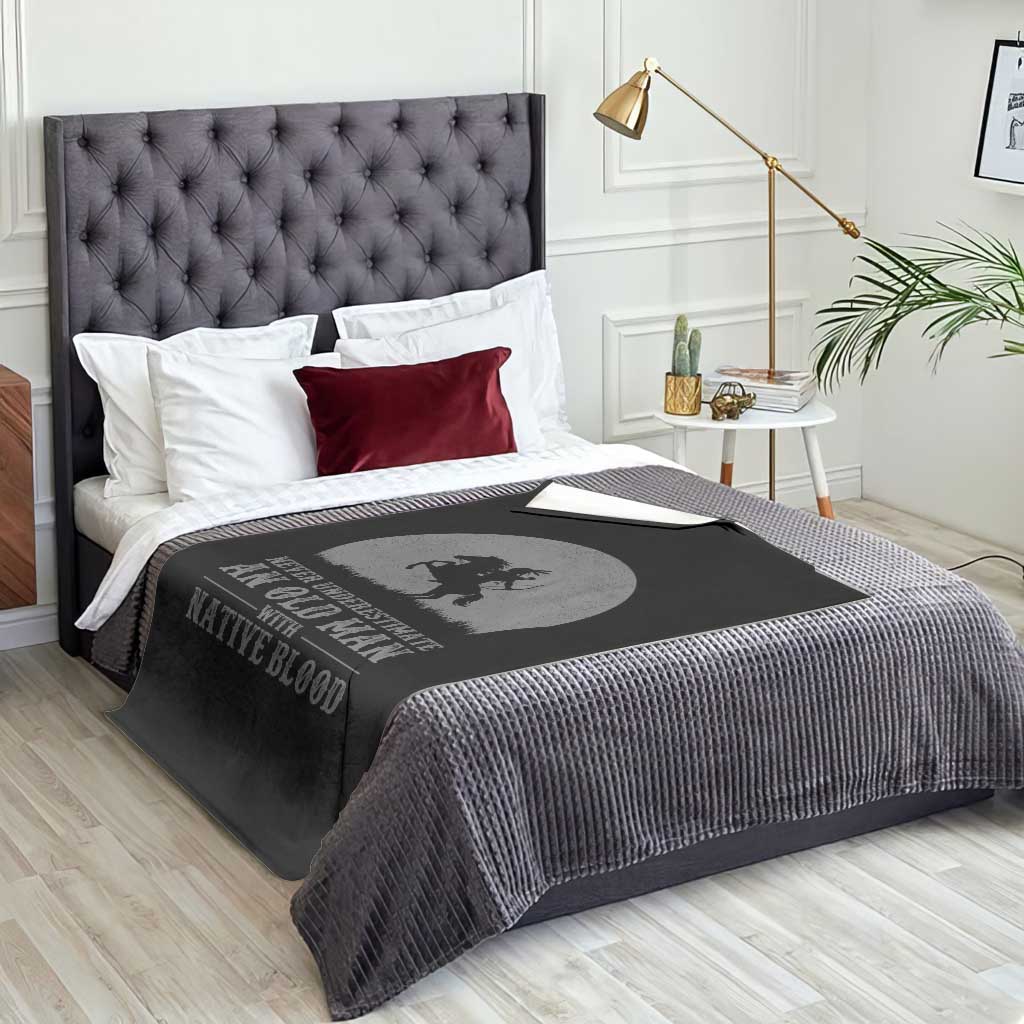 Never Underestimate An Old Man Native American Warrior Throw Blanket