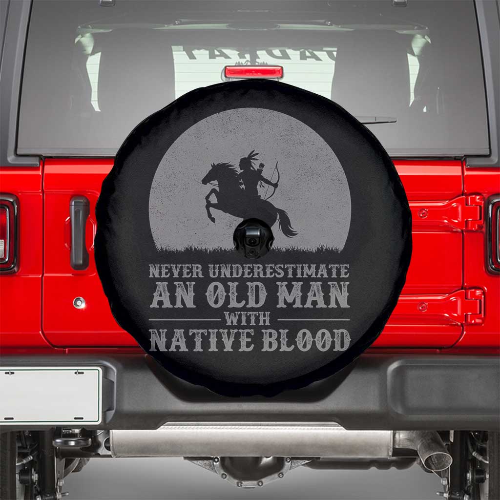Never Underestimate An Old Man Native American Warrior Spare Tire Cover