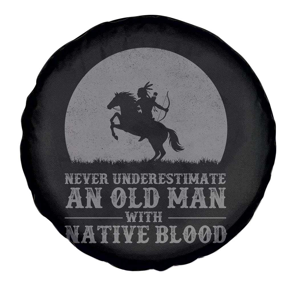 Never Underestimate An Old Man Native American Warrior Spare Tire Cover