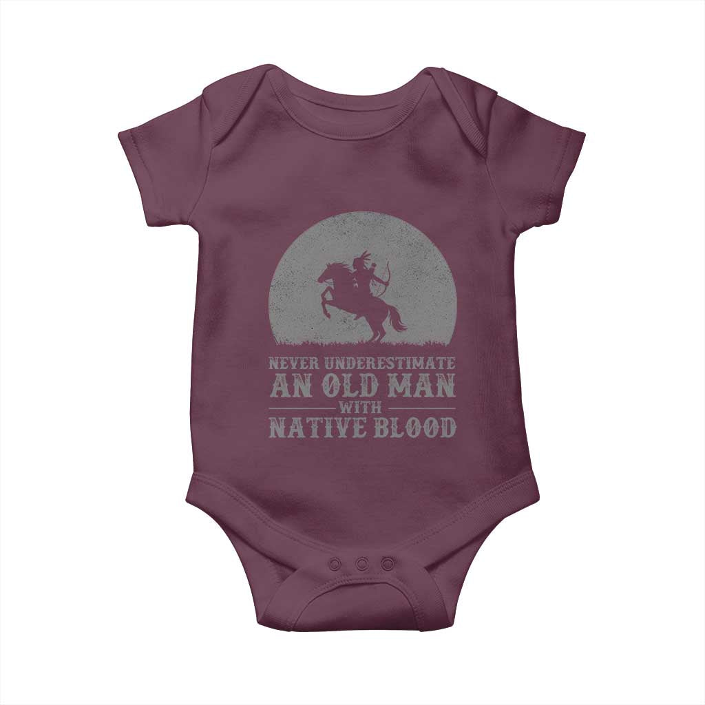 Never Underestimate An Old Man Native American Warrior Baby Onesie