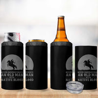 Never Underestimate An Old Man Native American Warrior 4 in 1 Can Cooler Tumbler