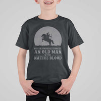Never Underestimate An Old Man Native American Warrior T Shirt For Kid