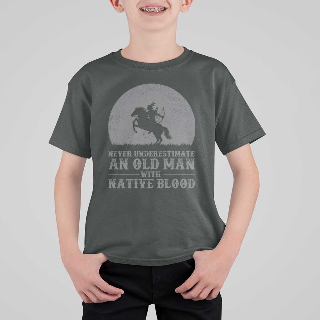 Never Underestimate An Old Man Native American Warrior T Shirt For Kid