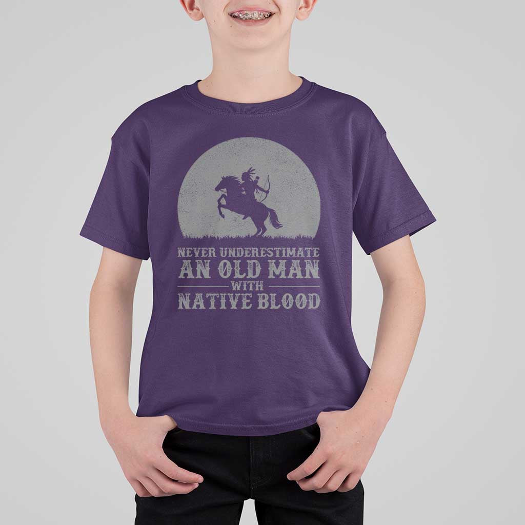 Never Underestimate An Old Man Native American Warrior T Shirt For Kid