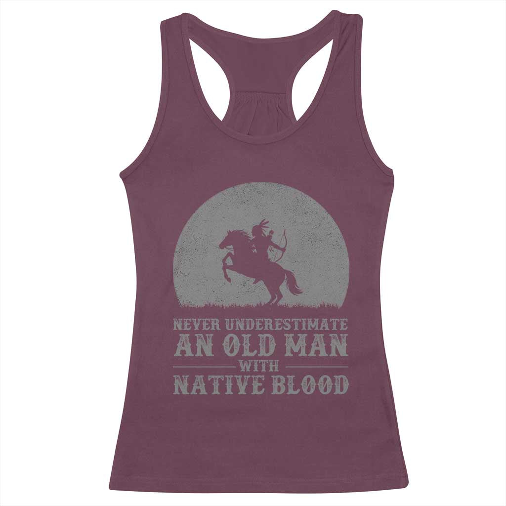 Never Underestimate An Old Man Native American Warrior Racerback Tank Top