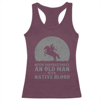 Never Underestimate An Old Man Native American Warrior Racerback Tank Top
