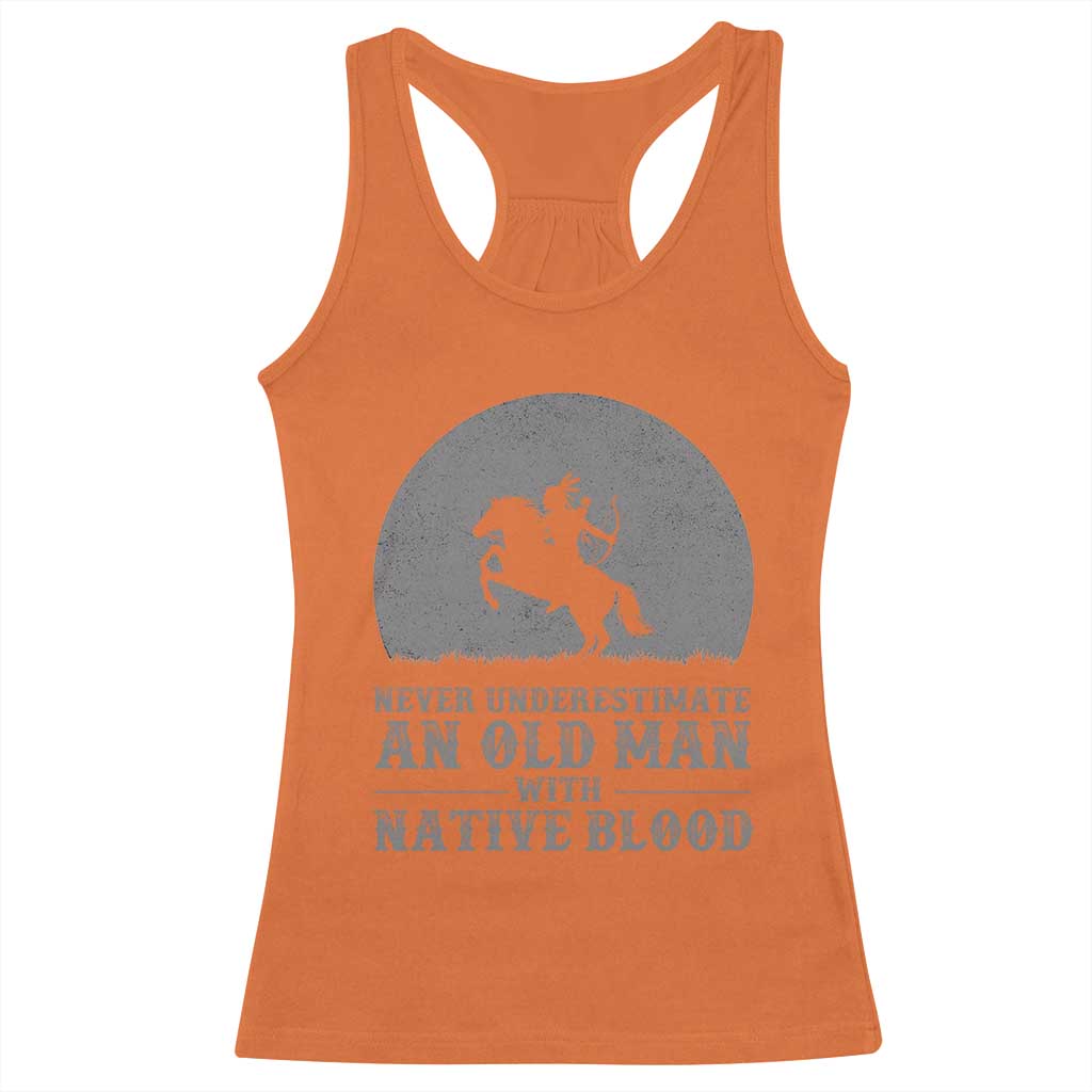Never Underestimate An Old Man Native American Warrior Racerback Tank Top