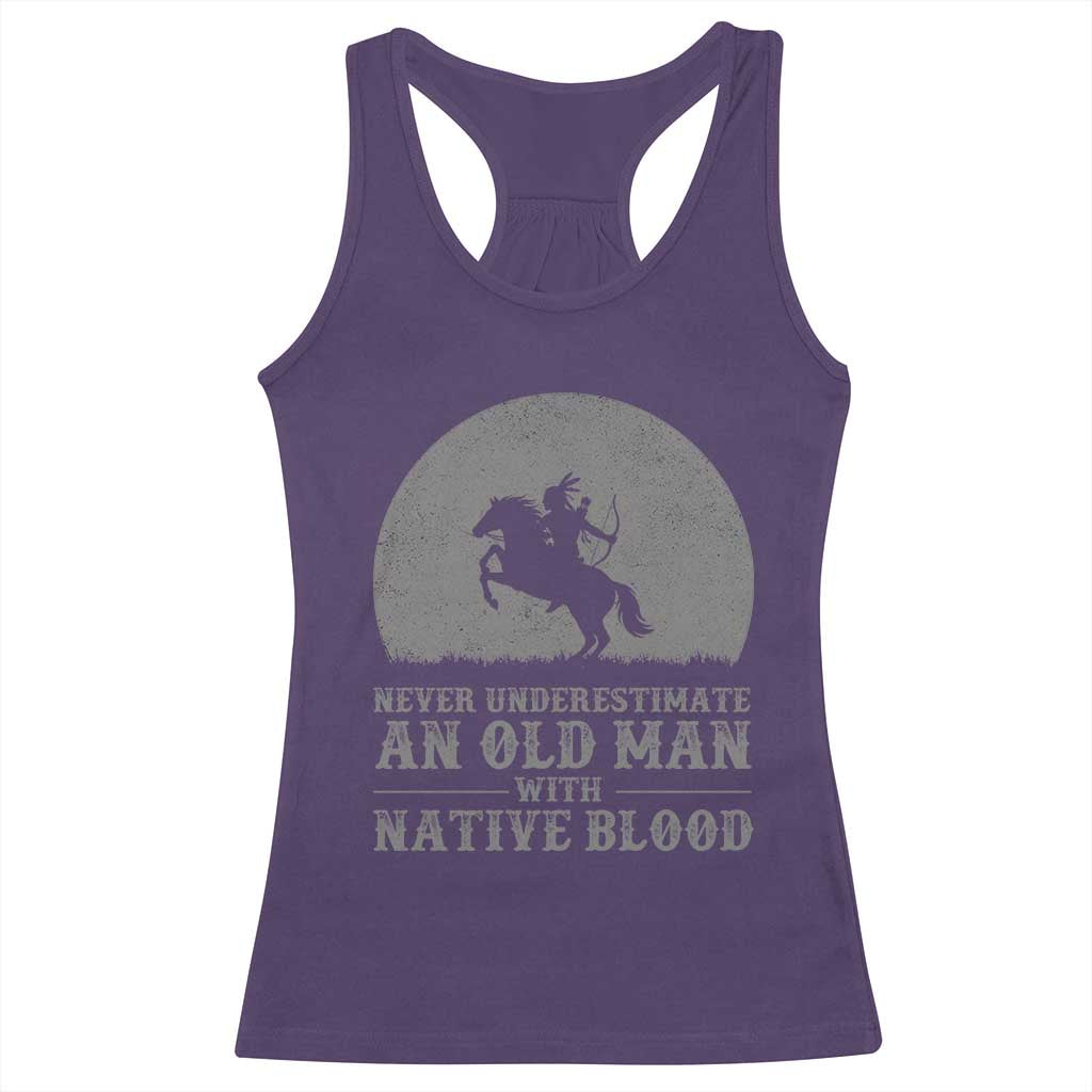 Never Underestimate An Old Man Native American Warrior Racerback Tank Top