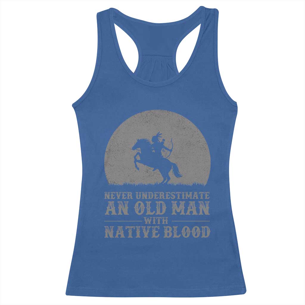 Never Underestimate An Old Man Native American Warrior Racerback Tank Top