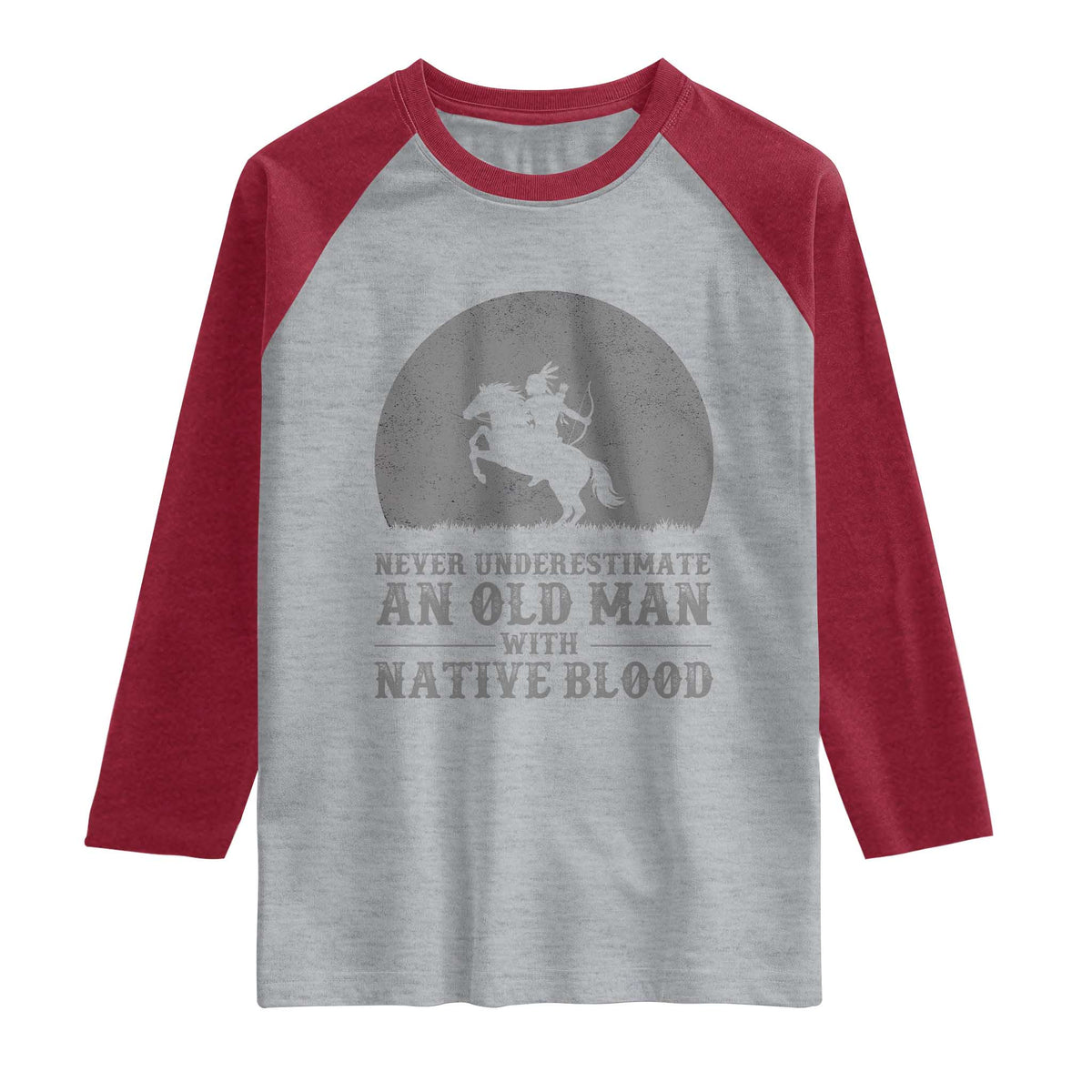 Never Underestimate An Old Man Native American Warrior Raglan Shirt