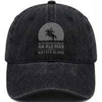 Never Underestimate An Old Man Native American Warrior Washed Cotton Baseball Cap