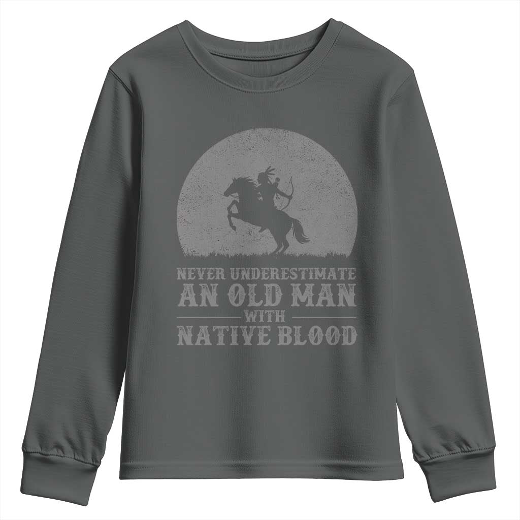 Never Underestimate An Old Man Native American Warrior Youth Sweatshirt