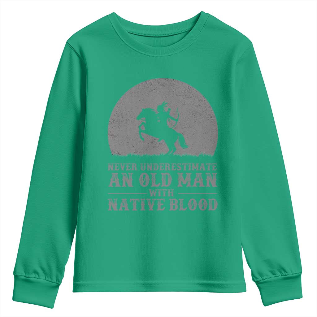 Never Underestimate An Old Man Native American Warrior Youth Sweatshirt