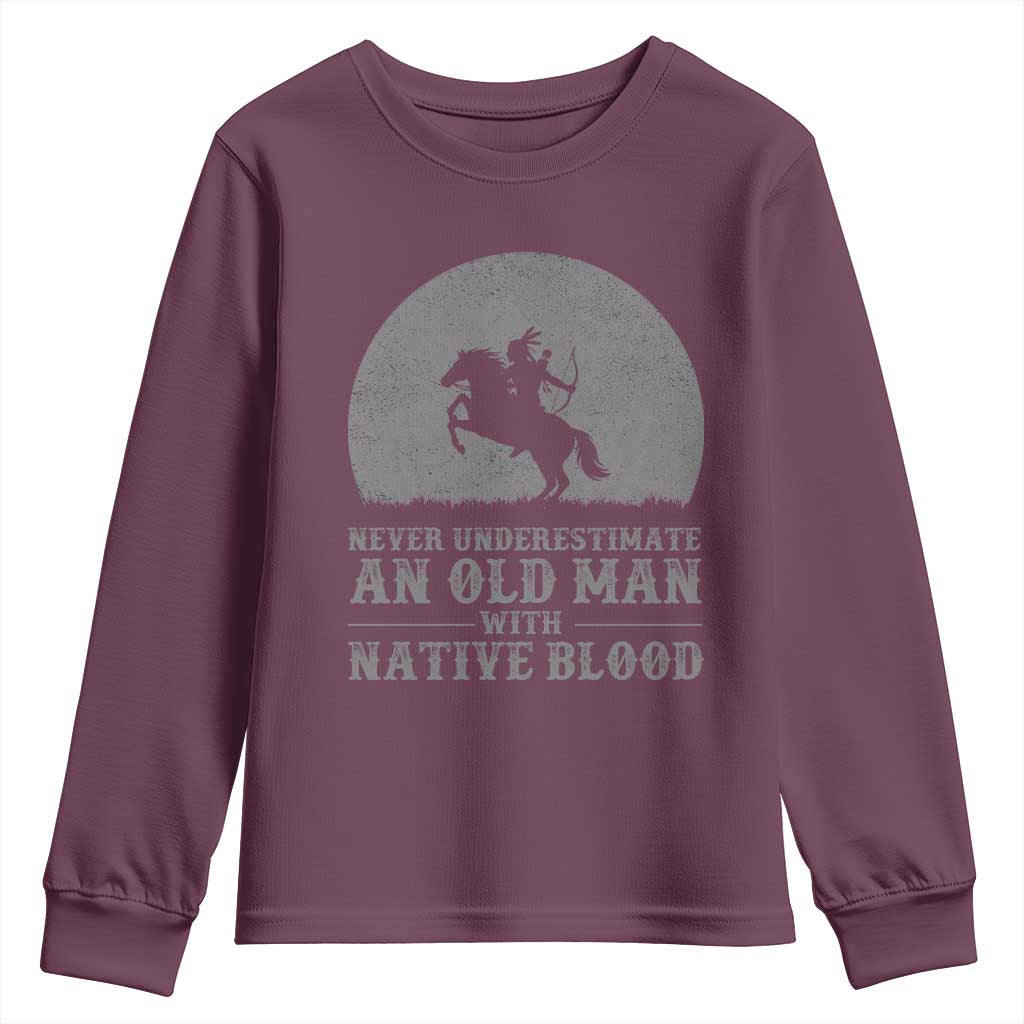 Never Underestimate An Old Man Native American Warrior Youth Sweatshirt