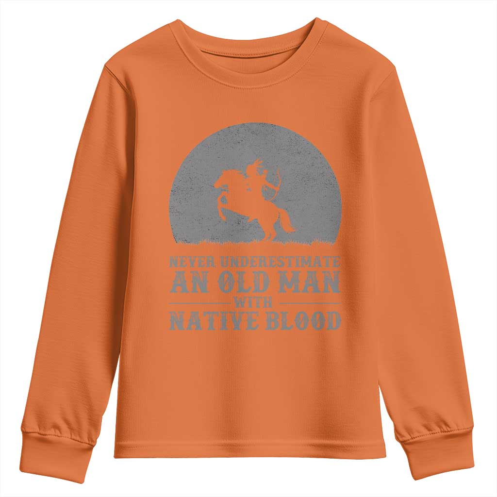 Never Underestimate An Old Man Native American Warrior Youth Sweatshirt