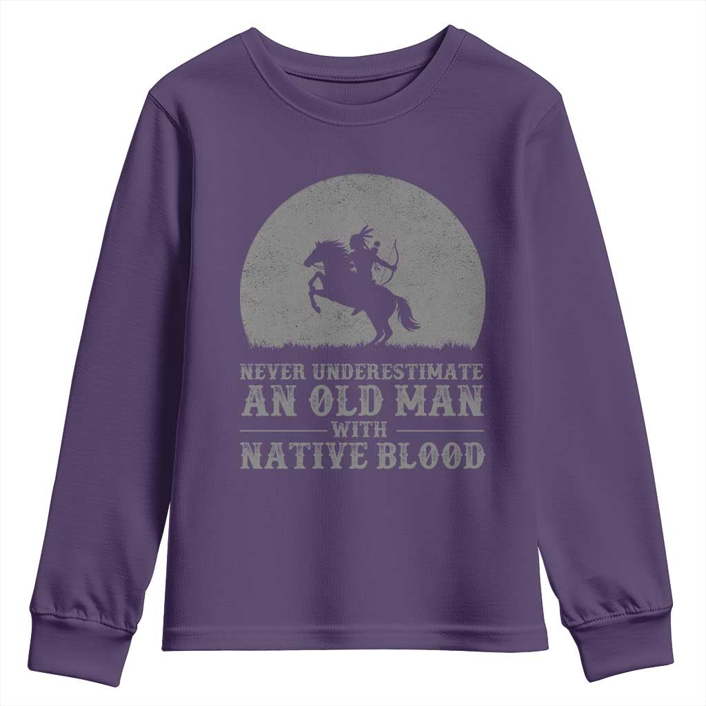 Never Underestimate An Old Man Native American Warrior Youth Sweatshirt