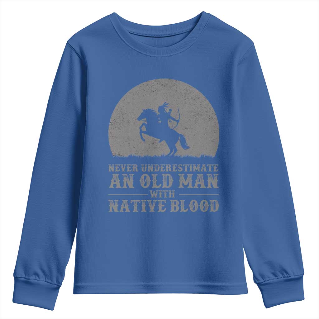 Never Underestimate An Old Man Native American Warrior Youth Sweatshirt