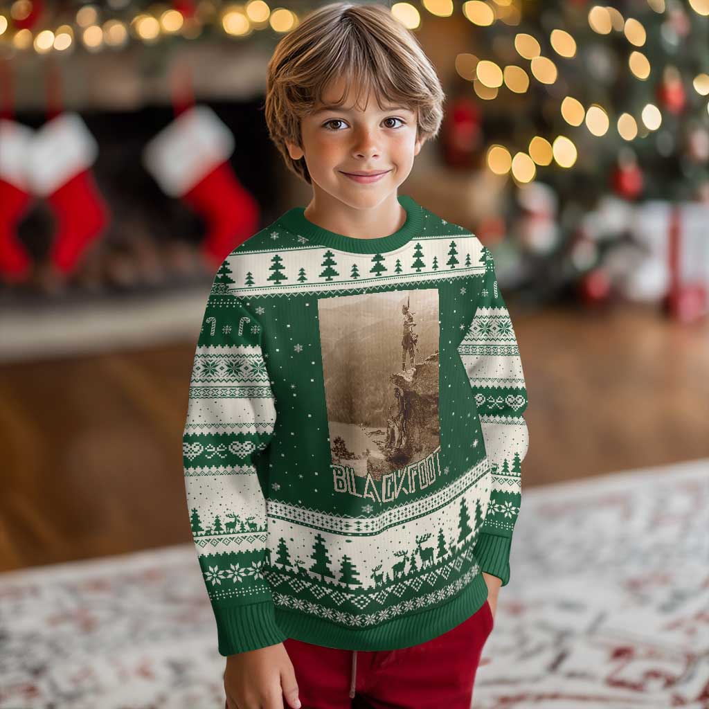 Blackfoot Native American Indians At Glacier National Park Ugly Christmas Sweater