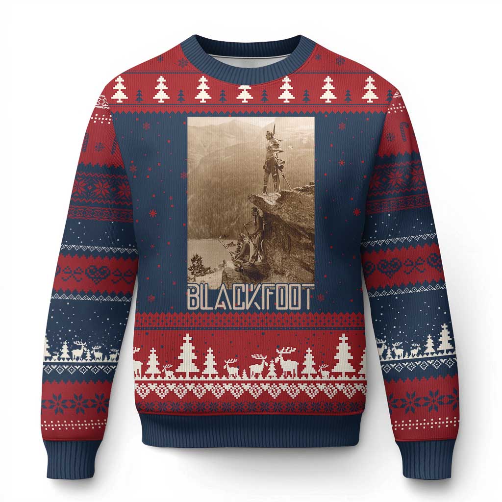 Blackfoot Native American Indians At Glacier National Park Ugly Christmas Sweater