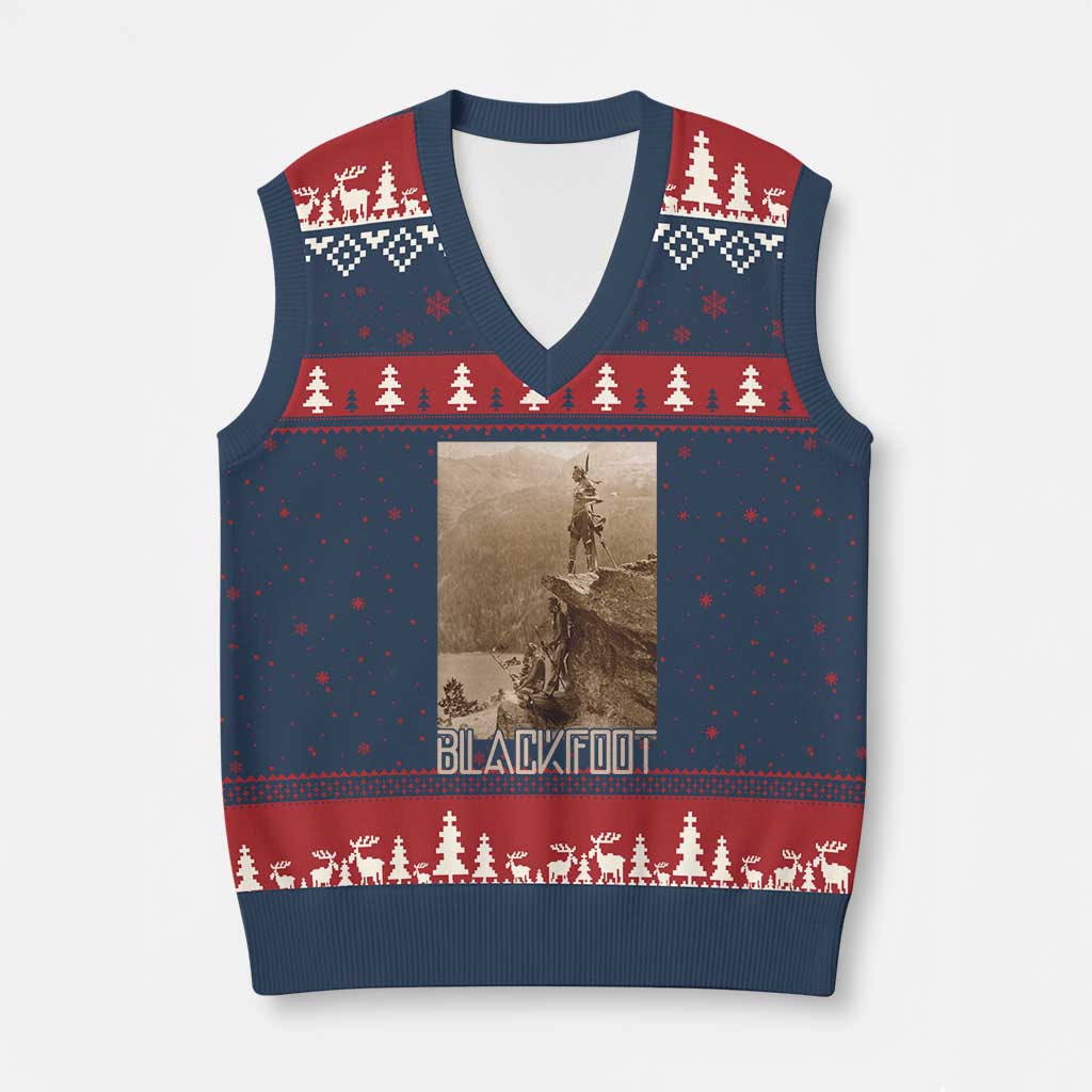 Blackfoot Native American Indians At Glacier National Park V-Neck Knit Sweater Vest