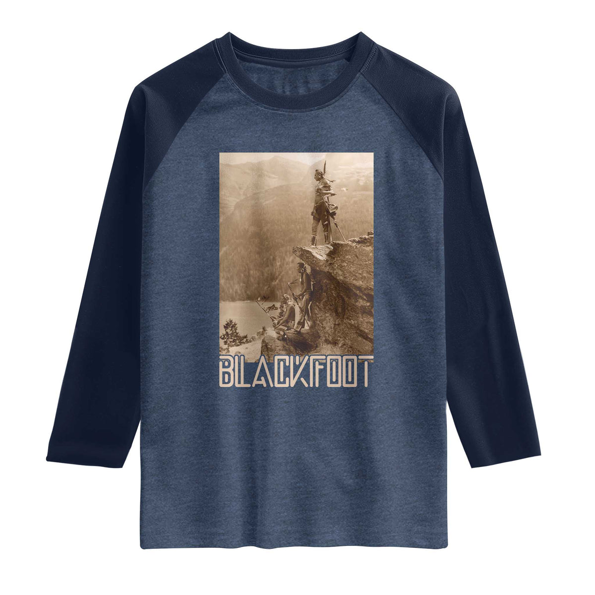 Blackfoot Native American Indians At Glacier National Park Raglan Shirt
