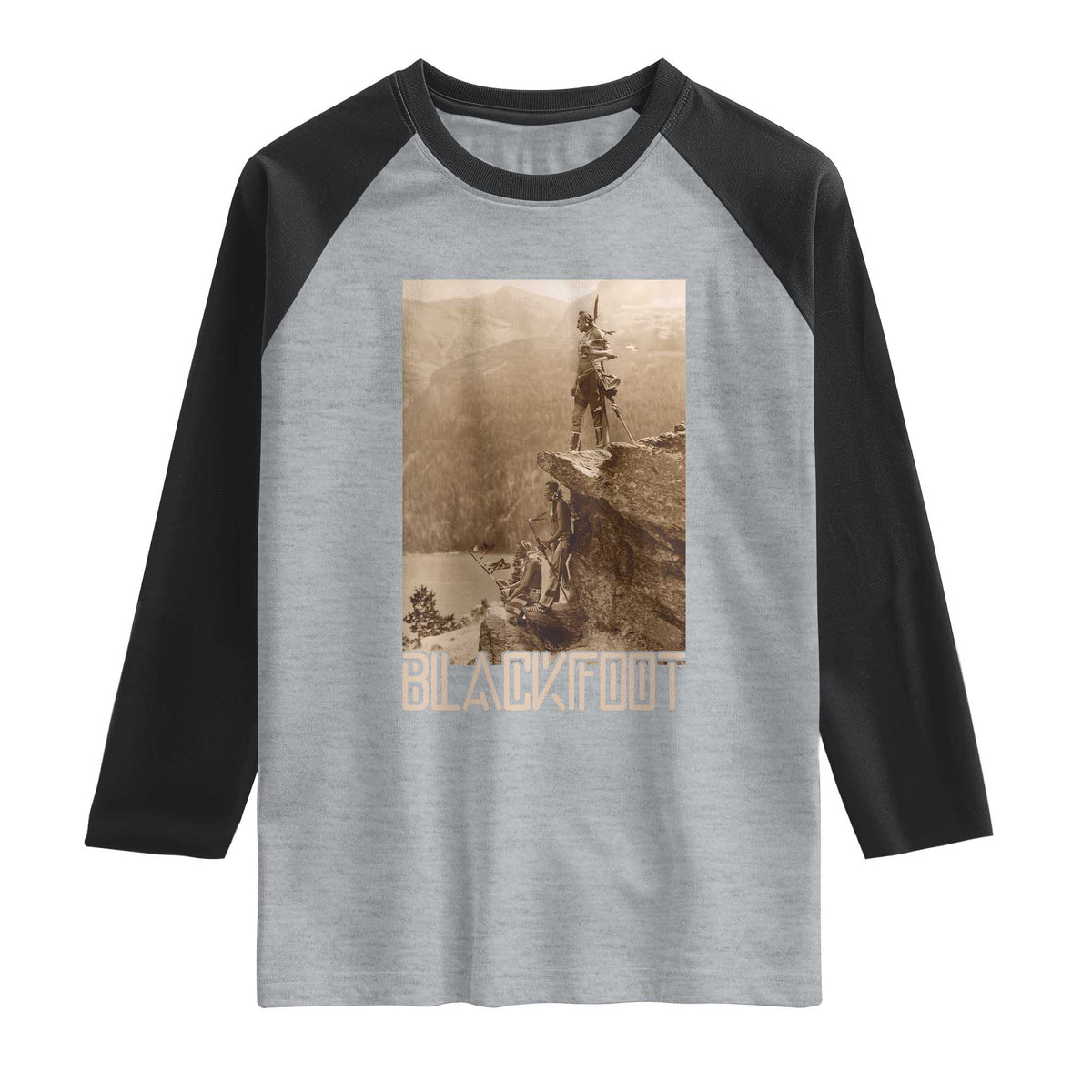 Blackfoot Native American Indians At Glacier National Park Raglan Shirt