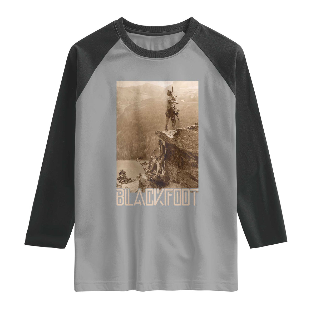 Blackfoot Native American Indians At Glacier National Park Raglan Shirt