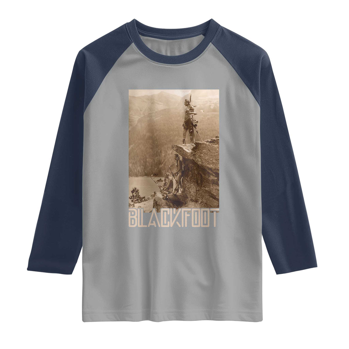 Blackfoot Native American Indians At Glacier National Park Raglan Shirt